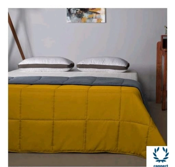 SIE 250 GSM Luxury Premium Microfiber Soft Reversable DOUBLE BED (90*100 INCH) All Season Comforter_Blanket/RAJAI/Quilt(Golden Yellow & Gray) - Free Size, Rajai, Golden Yellow & Grey, MicroFiber, Pack of 1